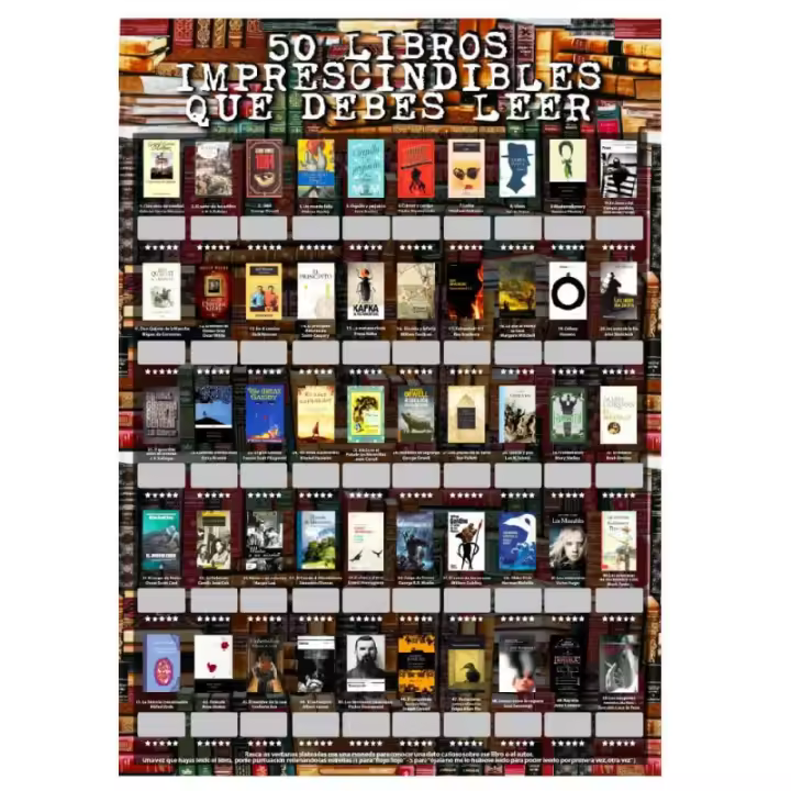 Póster rasca Los 50 libros que deberías leer Antracita Raíz Regalos Regalos de Amistad Inicio Papeleria Antracita - 1