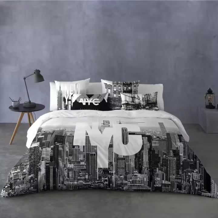 NATURALS - Funda Nórdica Estampada - 100% Algodón Extra Suave - Incluye Funda Edredón + 1 o 2 Fundas de Almohada - Fabricado en España - New York - Cama 90/105/135/150/180 - 1