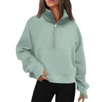 Nueva Sudadera De Mujer Con Capucha Cuello Erguido Otoño Invierno Color Sólido Fleece Manga Larga Bolsillos Cierre Media Pullover Suave - details 22