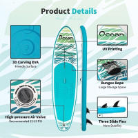 Tabla de paddle surf FunWater 335 * 84 * 15 cm Gris Máx 165KG Hinchable de Remo Inflable de pie,con Todos los Accesorios Sup Adecuado ,Accesorio de Remo Ajustable, Bomba, Mochila de Viaje, Correa de Seguridad, Funda Impermeable para teléfono móvil - details 0