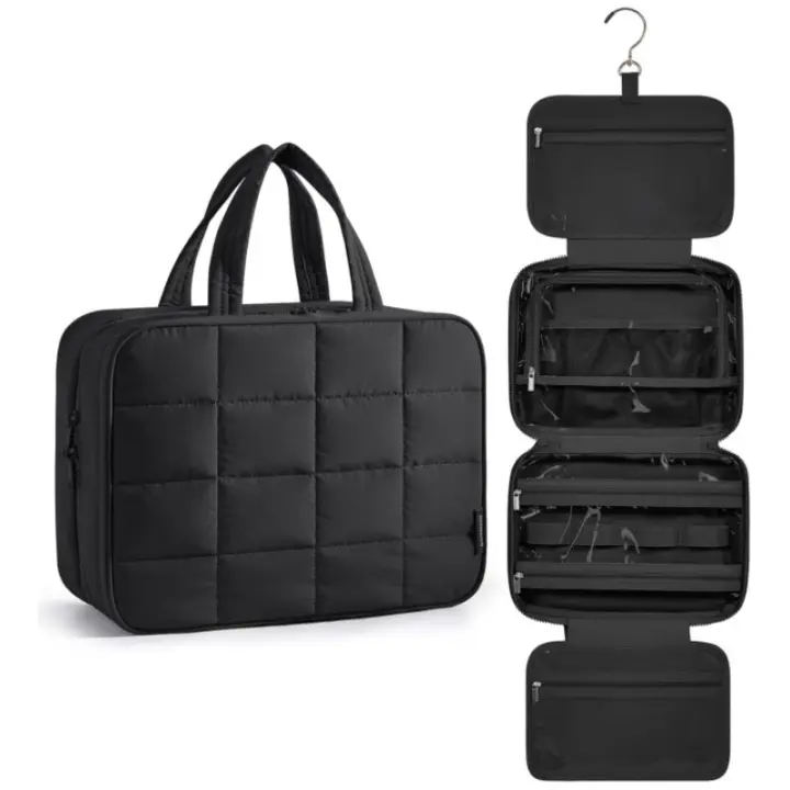 OmHO Bolsa multifuncional portátil de gran capacidad para colgar cosméticos, bolsa de almacenamiento de artículos de tocador impermeable. - 1