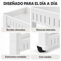 Carrito Auxiliar Estrecho con Ruedas, Estantería Organizadora Blanca de 2, 3 o 4 Niveles, Carro de Almacenamiento para Huecos y Rincones en Cocina, Mueble Auxiliar Cocina, Organizador Cocina, Almacenamiento y Accesorios para Cocina, Muebles de Cocina - details 4