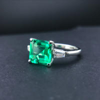 Anillo De Emeralda Sintética Creada Joyería De Zambesi Piedra Preciosa Para Mujer Plata 925 Color Regalo De Fiesta Boda - details 2