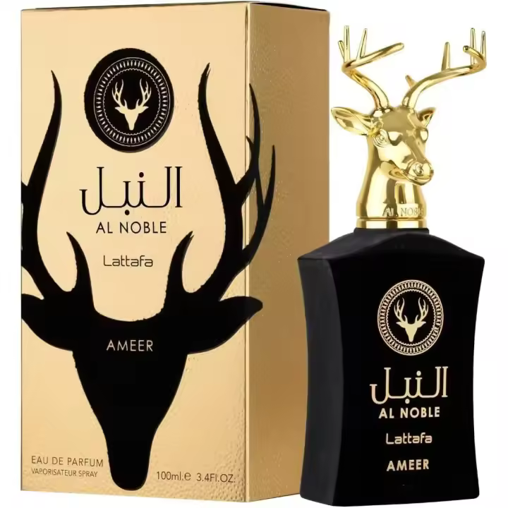 Al Noble Ameer Lattafa Eau de Parfum 100 ml · Perfume Masculino Árabe de Lujo · Fragancia Amaderada y Especiada con Toques Orientales · Aroma Intenso de Larga Duración y Alta Proyección · Perfume Premium para Hombre - 1
