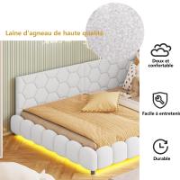 Cama infantil 140x200 cm tapizada en borreguito, rosa o blanca, con cabecero acolchado y laterales protectores - details 3