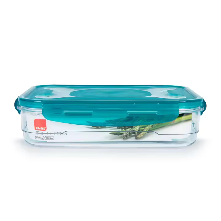IBILI Perfect Tritan - Recipiente Rectangular Plano de 2L en Tritán. Turquesa - 1