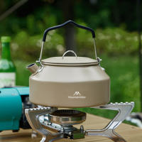 Hervidor De Agua De Viaje Ultraligero De 1.4L Con Manija Para Estufa Café Metal Suministros De Mesa Color Khaki Verde Negro - details 6