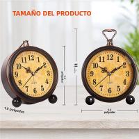 Reloj De Mesa Vintage De Metal Con Luz Nocturna Silencioso Para Dormitorio Reloj De Cuarzo Para Mesilla De Noche Estilo Europeo - details 4