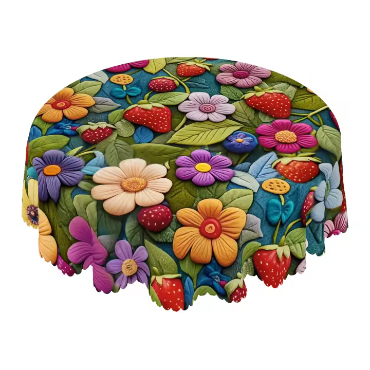 Mantel Redondo Y Rectangular De Primavera Y Verano Con Diseño De Patter Floral 3D Y Borde Embossado Para Uso Doméstico Cocinas Interiores Y Exteriores Picnics Decoración De Hogar - 1