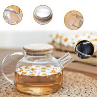 Tetera De Vidrio Borosilicato 1L/1.8L Con Tapa De Bambú Y Filtro Removible Para Oficina Y Hogar Kettle De Té Transparente - details 4