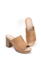Paloma Wang sandalias mujer mules con tacón alto y plataforma efecto madera con tachas - details 11