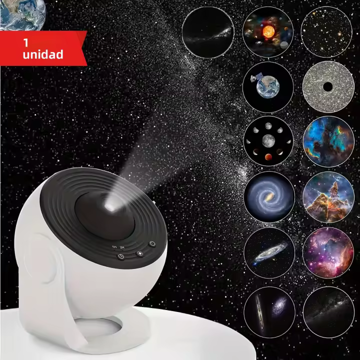 Proyector De Estrellas Luz Nocturna 1pc Galaxia Planetario Aurora Con 13 Discos Reemplazables Para Dormitorio Luz De Noche LED USB - 1