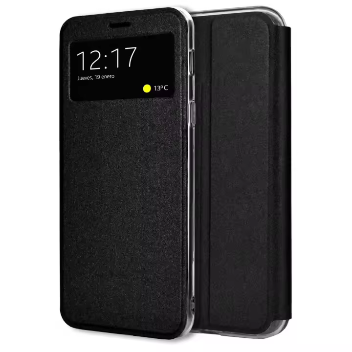 Funda Libro Soporte con Ventana para Xiaomi Poco M8 5G Color Negra - 1