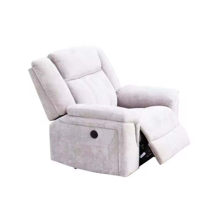 Sillón relax eléctrico accionado por botonera. Disponible en dos colores: beig y gris. Tela y materiales resistentes. - 1