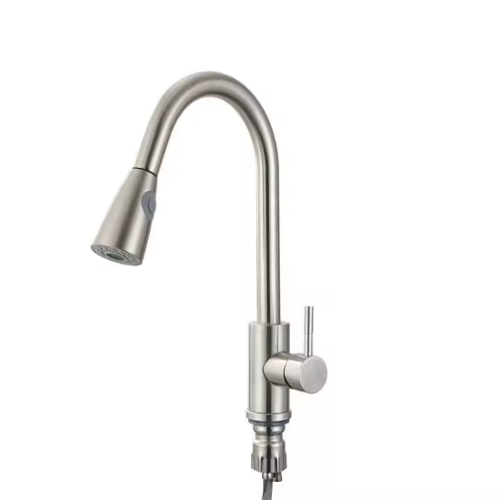 Grifo de Cocina Acero Inoxidable 304, Giratorio 360°, Rociador Extraíble - 1