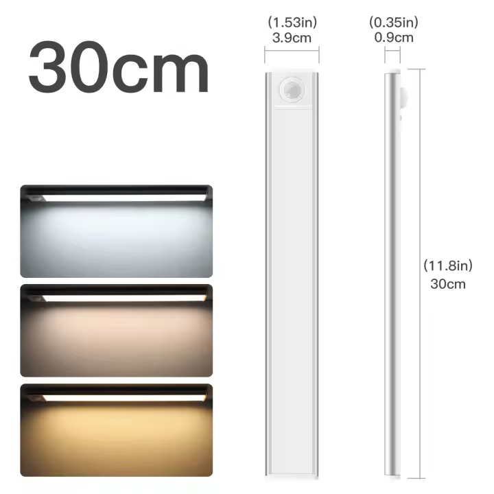 Luz LED Sensor De Movimiento Wireless Recargable Para Armario Cocina Escaleras Luz De Noche Tipo C Iluminación Para Armario Wardrobe - 1