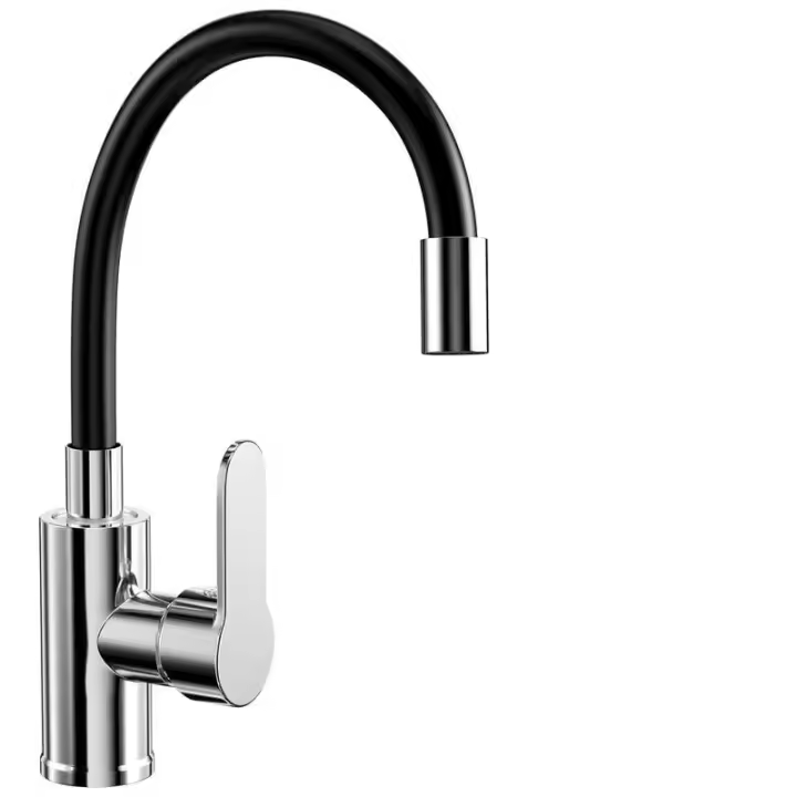 Grifo mezclador para fregadero con caño flexible, grifo de cocina negro, grifo mezclador flexible giratorio de 360°, grifo de cocina flexible - 1
