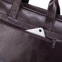 Bolso De Negocios Para Hombre De Cuero Genuino Gran Capacidad Con Computadora - Bolsa De Mano De Capa Superior De Vaca - details 14