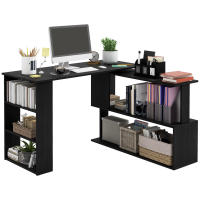 HOMCOM Escritorio Esquinero Giratorio, 120x110 cm, Escritorio en L, Mesa de Escritorio con Estantes, para Oficina en Casa, Estudio, Hogar, Negro - details 0