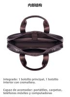Bolso De Negocios Para Hombre De Cuero Genuino Gran Capacidad Con Computadora - Bolsa De Mano De Capa Superior De Vaca - details 4