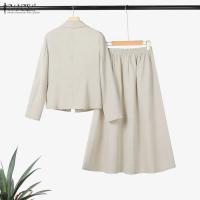 ZANZEA Traje De Mujer Elegante De Otoño 2025 Con Blazer De Manga Larga Y Vestido 2 Piezas Moda Trasero Elegante Oficina OL - details 10