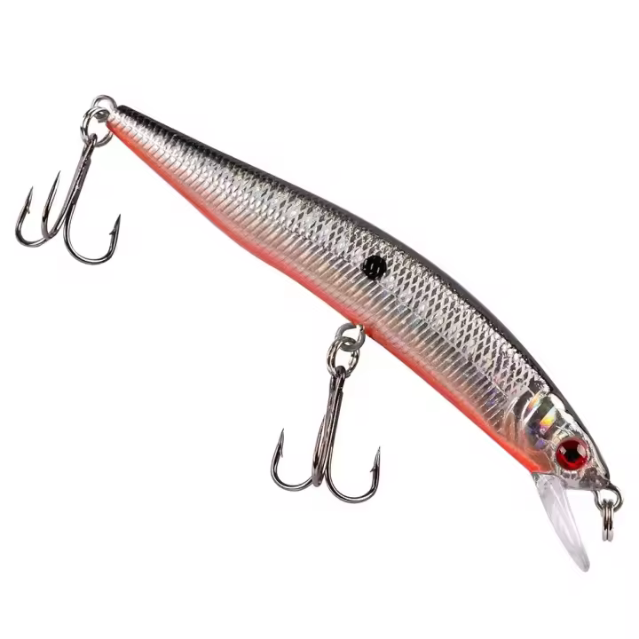 Señuelo De Pesca Flotante Minnow 1/2pcs Con Ojos 3D Crankbait Wobblers Artificial Plástico Duro Para Bass Pike Jerkbait Equipamiento De Pesca - 1