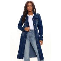Nueva Llegada Chaqueta De Larga Manga Completa De Algodón Y Vaquera Para Mujer Abrigo De Trench Cardigan Capa De Jean Estilo High Street Otoño/Invierno - details 5