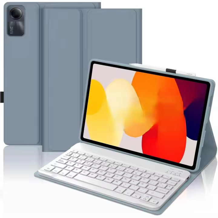 Funda con Teclado Español Ñ compatible con Xia/omi Red/mi Pad 2 Pro 12.1 Pulgadas (2025),"(No se puede utilizar para Red/mi Pad 2 11''). Carcasa PU Delgada rotectora con Teclado Bluetooth Desmontable - 1
