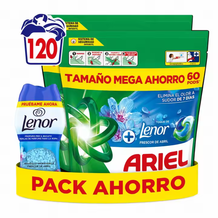 ARIEL Pods Frescor de Abril 105 o 120 Lavados + Perlas 150 gr - 1