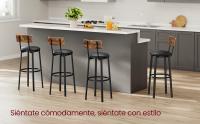 VASAGLE Taburetes de Bar, Juego de 2 Taburetes de Barra, Tapizados de PU, Taburete Alto con Reposapiés, Montaje Simple, Industrial, para Cocina, Comedor, Marrón Rústico y Negro Tinta/Negro Tinta y Marrón Café /Negro Tinta y Verde Bosque - details 0