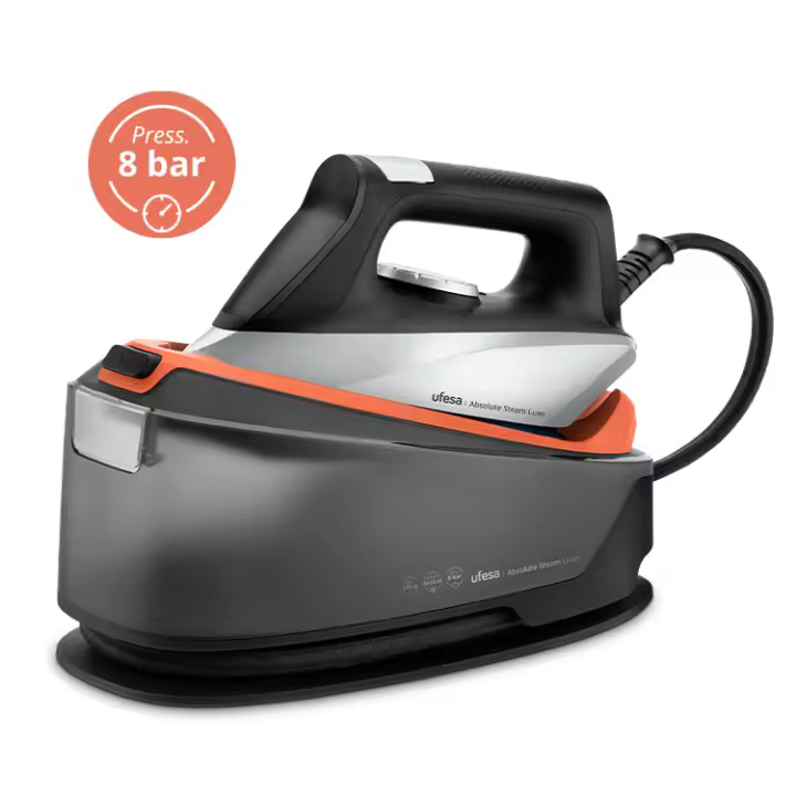 Ufesa - Centro de planchado Absolute Steam Luxe con 2400W y presión de bomba de 8 bares para planchado profesional en seco o con vapor, golpe de vapor 345g/min y depósito de 1.2L - 1