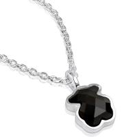Collar de Oso de Piedra Natural de Plata de Ley 925, Ágata nácar, Estil INS de alta gama, combinable, 1,1 cm cuello ancho 45 cm - details 7