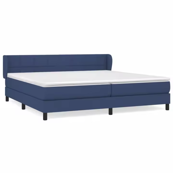 vidaXL Cama box spring con colchón tela azul 200x200 cm - 1
