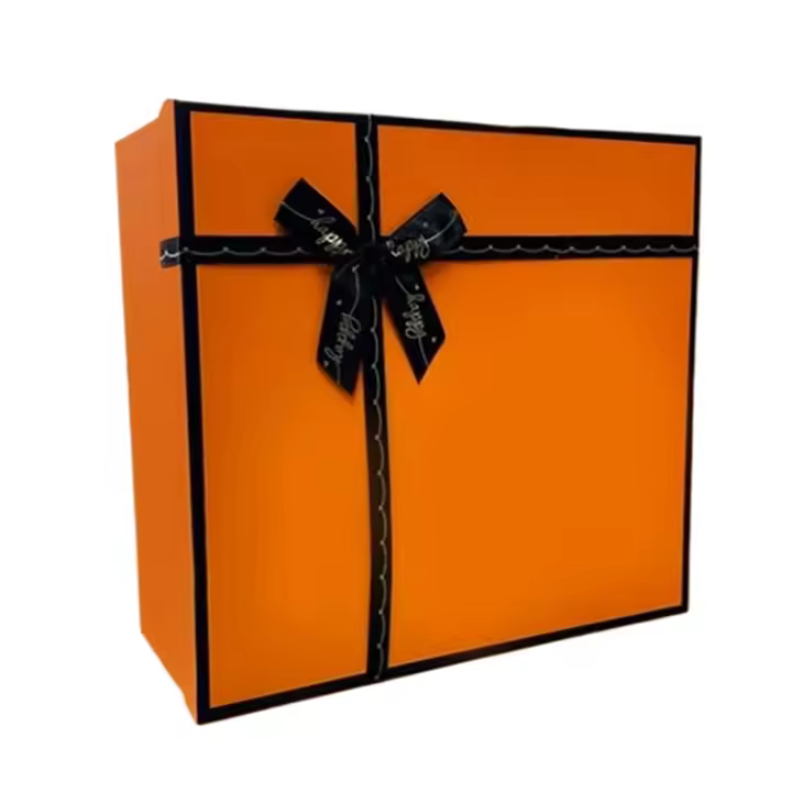 Caja De Regalo De Boda Naranja Con Lazo Caja De Regalo Premium Para Cumpleaños Y San Valentín Empaque De Regalos De Cartón - 1