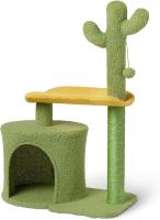 Árbol de Cactus para Gatos y Gatitos de Interior, rascador con Percha Curva y acogedora Torre para Gatos, Pelota Colgante interactiva, 77,9 cm (30,7”) de Altura, Verde - details 0