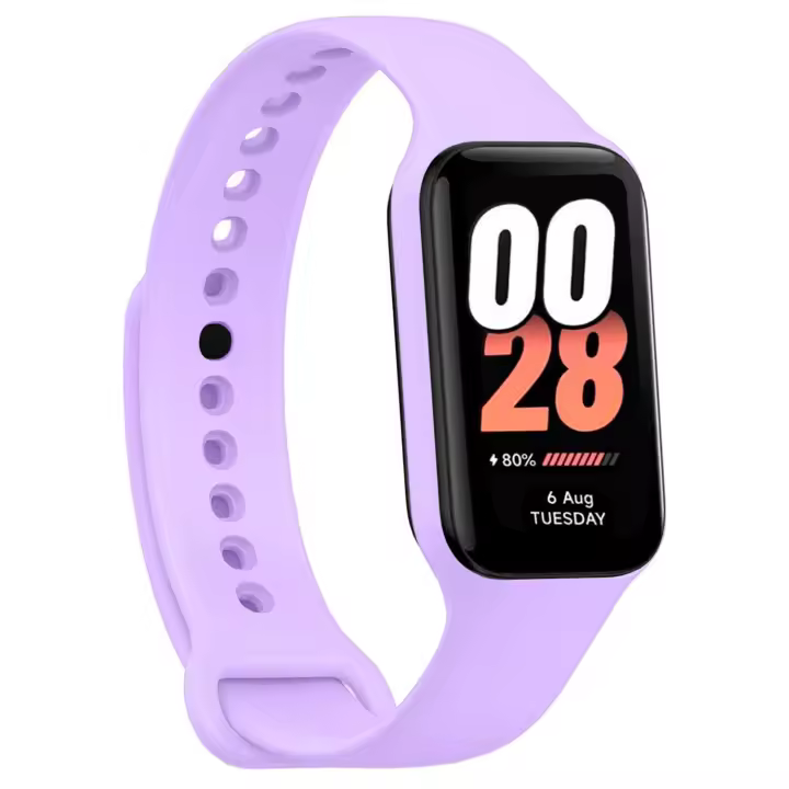 Ociodual Correa de Recambio Compatible con Xiaomi Smart Band 8 Active/Redmi Smart Band 2, de color Lavanda, Pulsera de Repuesto de Silicona Suave Flexible Sport Goma Transpirable - 1