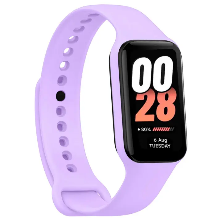 Ociodual Correa de Recambio Compatible con Xiaomi Smart Band 8 Active/Redmi Smart Band 2, de color Lavanda, Pulsera de Repuesto de Silicona Suave Flexible Sport Goma Transpirable - 1