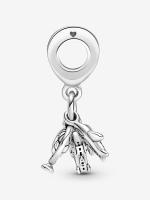 Pandora - Charm colgante de avión, globo terráqueo y maleta - Plata de ley - details 1