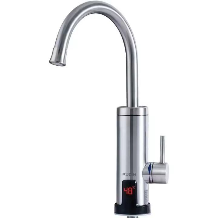 Calentador Eléctrico Instantáneo 220V Marca PUDIN - Grifo de Agua Caliente y Fría - Acero Inoxidable con Pantalla Digital LED - 1