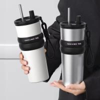 Botella De Agua Aislada Al Vacío De Acero Inoxidable Con Taza Y Tiras De Mordaza a Prueba De Fugas Para Bebidas Calientes Y Frías Portátil Para Viajes Y Deportes - details 2