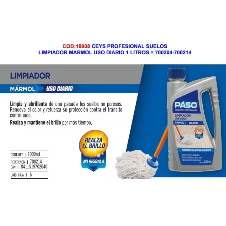 Ceys paso suelos marmol limpiador uso diario 1 lt 700204-700214 - 1