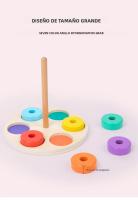 Juguete De Madera Para Educación Temprana Anillo Arcoíris Conciencia De Colores Entrenamiento De Coordinación Mano-ojo Y Clasificación De Columnas - details 5