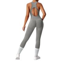 Conjunto De Yoga Para Mujer Moda Color Sólido Cuello Redondo Ajustado Fitness Ropa Deportiva Overoles De Gimnasio Sexy Ropa De Yoga - details 7