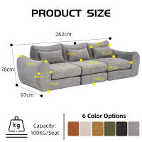 Sofá modular de pana, combinación libre sin herramientas, convertible en sofá cama de 3 plazas, no requiere montaje, ahorra espacio, ideal para salones y apartamentos pequeños - details 1