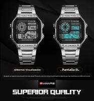 Reloj Deportivo Militar Para Hombre Acero Inoxidable Pantalla Cuadrada Resistente Al Agua 5BAR Relogio Masculino Con Alarma Y Calendario - details 4