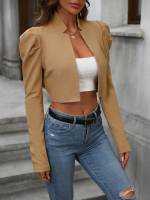 Chaqueta De Casualidad Corta Con Manga Larga Estilo Europeo Y Americano Versátil Para Mujer Top De Poliéster Cierre Abierto - details 9