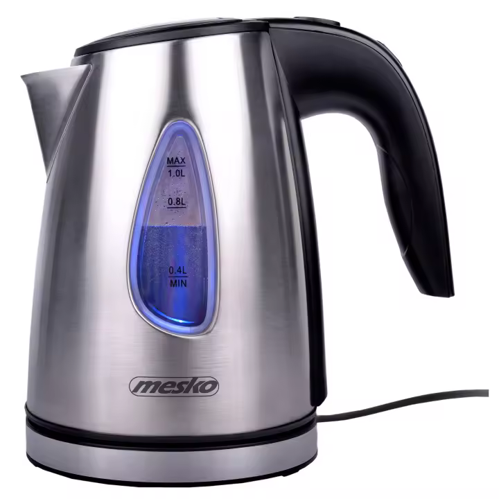 Mesko MS1351 Hervidor Agua Eléctrico 1 Litro Acero Inoxidable, sin BPA, Inalámbrico, Apagado Automático, 1630W, Acero Inoxidable - 1