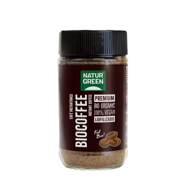 Biocafé Instantáneo Bio 100g Café soluble ecológico Suave y aroma natural Saludables sin aditivos NATURGREEN - 1