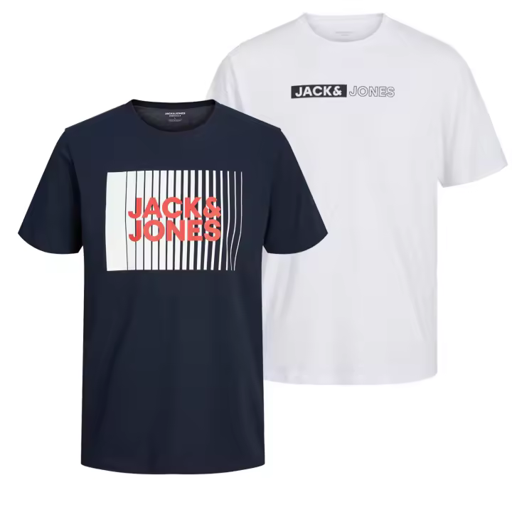 Jack & Jones Hombre Pack 2 Camisetas De Algodón Mod JJECORP LOGO TEE PLAY en color White y Navy Logo Estampado Moda Casual Informal REF 233999 - 1