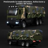 Camión De Transporte Militar a Escala 1:35 Juguete De Coche De Aleación Con 2 Puertas Abiertas Luz Y Sonido Función De Retroceso Para Niños Regalo Verde - details 3